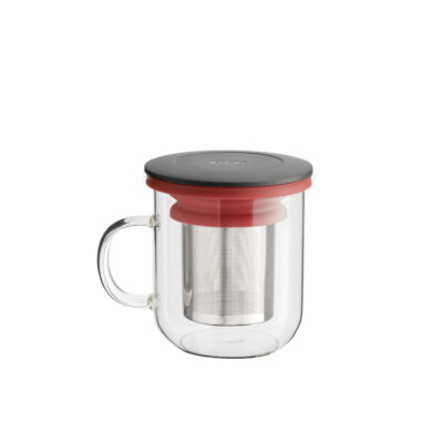丹麥設計 PO:Selected 玻璃泡茶杯 350ml (紅+黑)