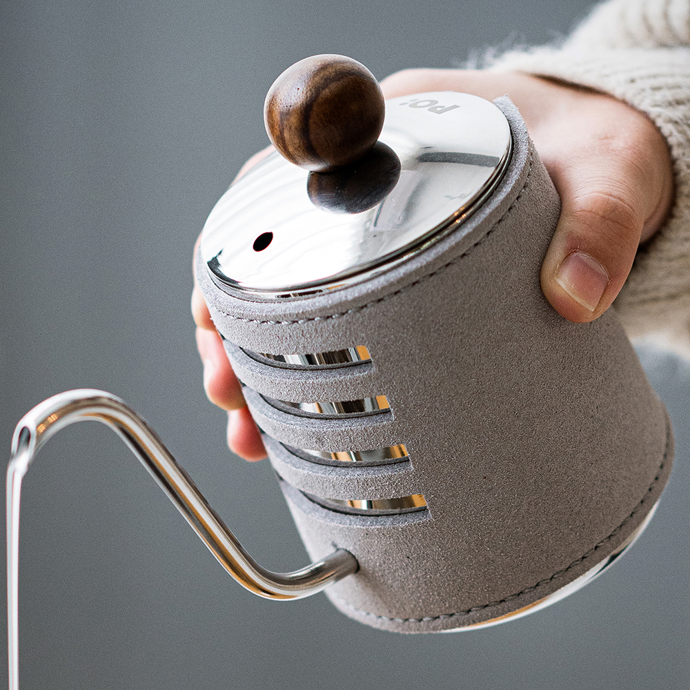 丹麥設計 PO:Selected 手沖咖啡三件禮盒組 (咖啡壺-灰/免濾紙過濾咖啡杯350ml-黑灰/咖啡研磨器)