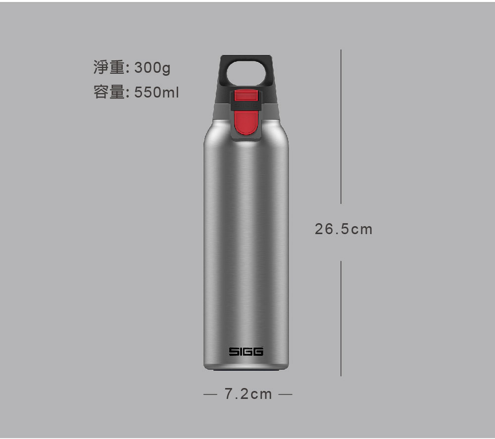 瑞士百年 SIGG 彈蓋輕量保溫瓶 550ml (霧銀) 規格