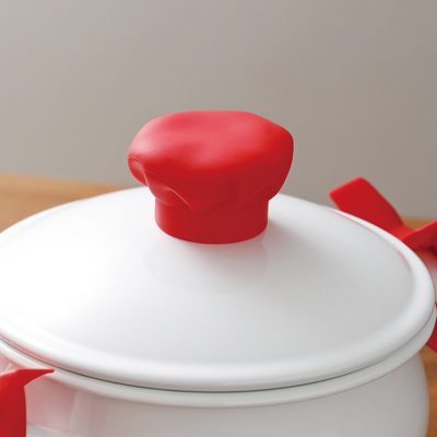 日本霜山 廚師帽造型 矽膠鍋蓋柄防燙隔熱套 3入