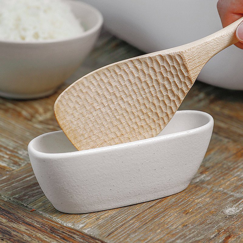 800x0 日本霜山 釉點文藝風陶瓷扁形飯匙收納架