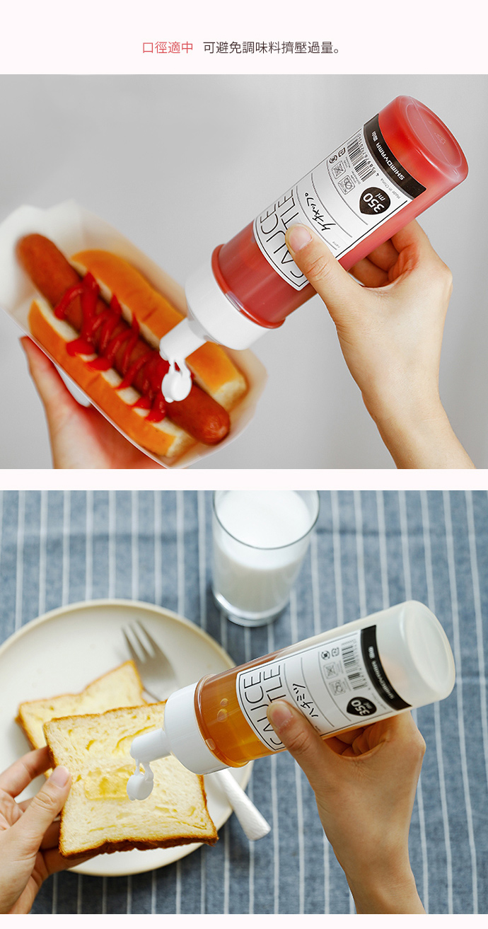 日本霜山 擠壓式調味醬料瓶 350ml (3入) 使用範例