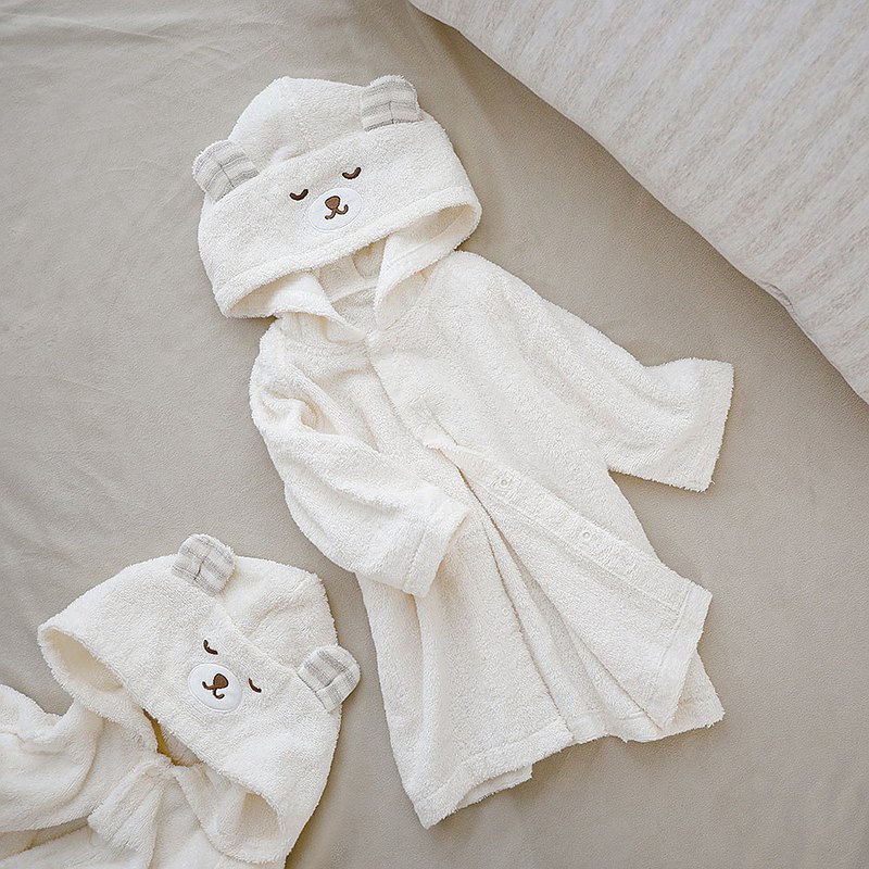 日本霜山 瞌睡白熊造型純棉兒童浴袍