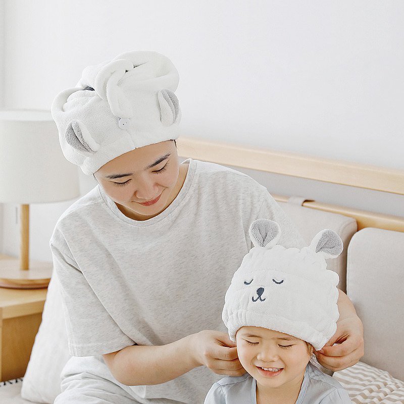 日本霜山 瞌睡白熊造型超細纖維擦頭包巾 (成人/兒童)