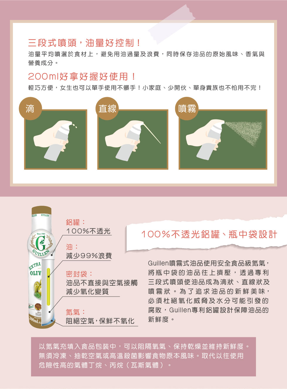 西班牙 Guillen 噴霧式特級冷壓初榨橄欖油 200ml