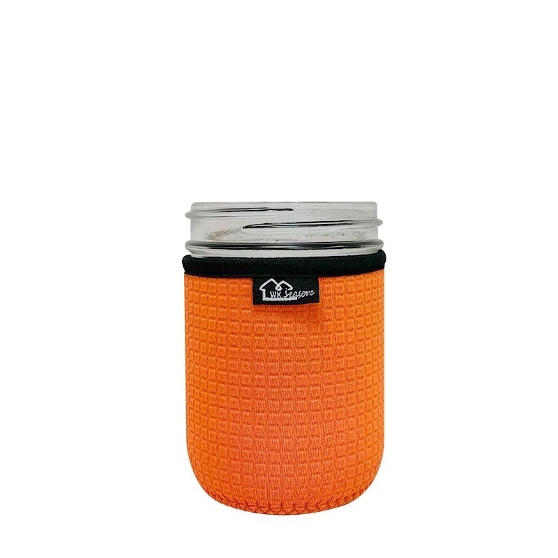 梅森罐專用 WKieason 防滑格紋杯套 - 寬口款 16oz (橘)