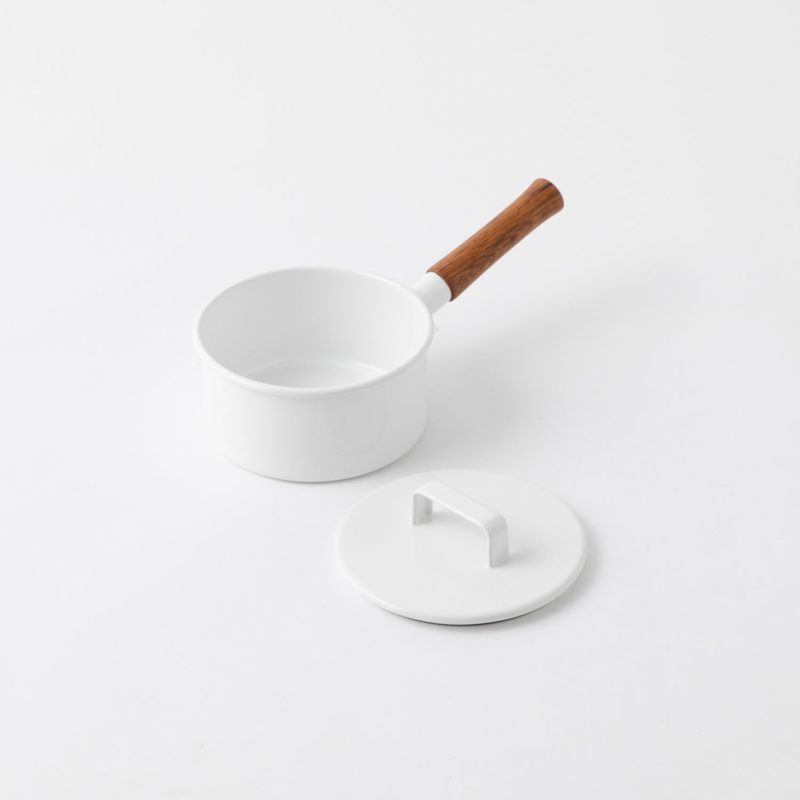 365methods_單柄附蓋琺瑯牛奶鍋_白2 日本 365methods 單柄附蓋琺瑯牛奶鍋 1.7L (2色) 16cm