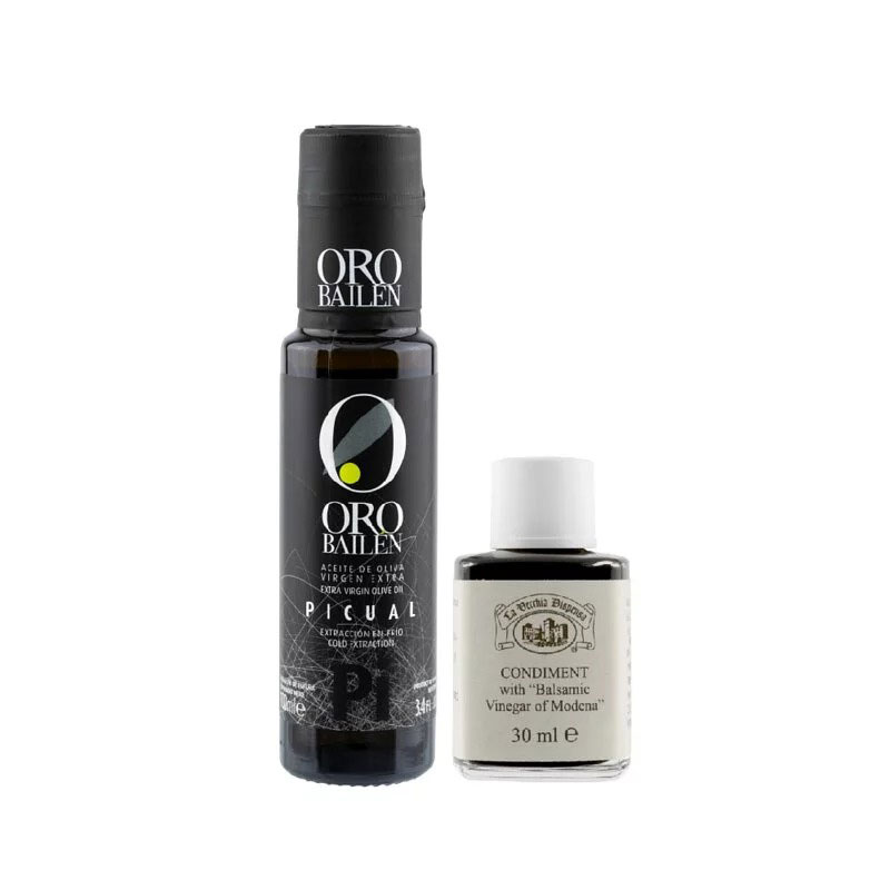 【皇嘉油醋組】Oro Bailen 特級冷壓初榨橄欖油 (皇家級Picual) 100ml+巴薩米克醋典藏三年30ml