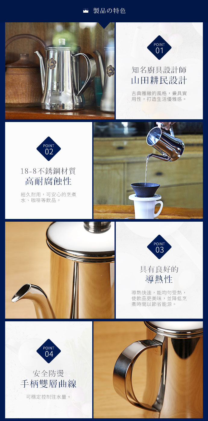 日本 月兔印 Slim鏡面系 18-8不鏽鋼細口手沖壺 700ml 商品介紹