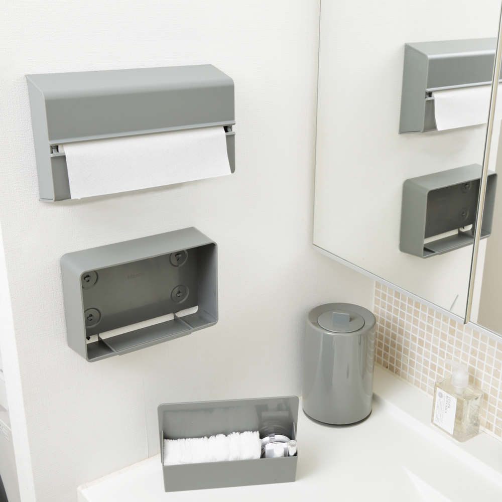 ideaco_壁掛式小物分隔收納盒_大_岩灰4 日本 ideaco ABS壁掛式小物分隔收納盒(加大型) (4色)