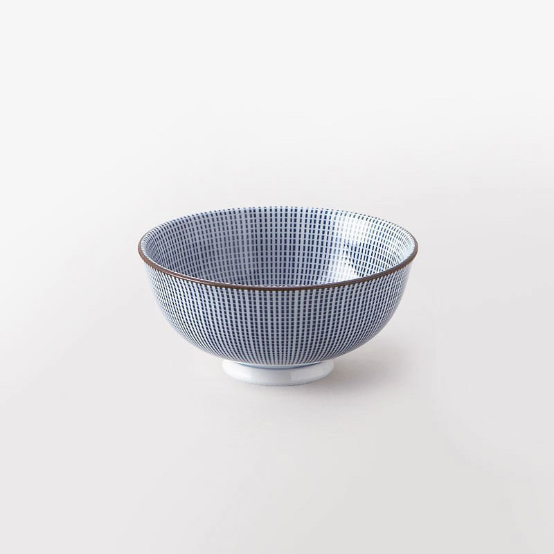 日本 昭和製陶 藍染千段十草 飯碗 12cm