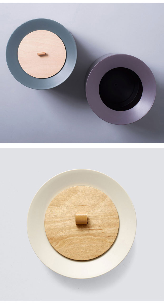 日本 ideaco 圓形家用垃圾桶-11.4L (附專用原木蓋)