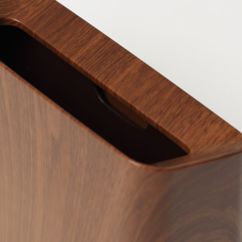 日本 ideaco 胡桃木紋纖形斜口桌邊置物/垃圾桶-1.7L