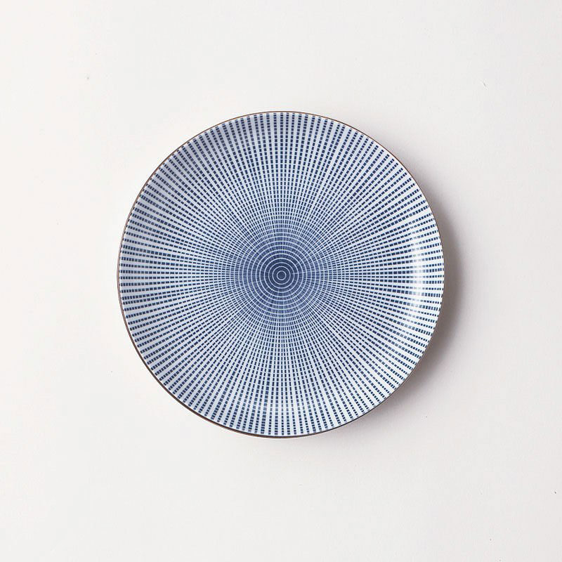日本 昭和製陶 藍染千段十草 圓盤 25cm