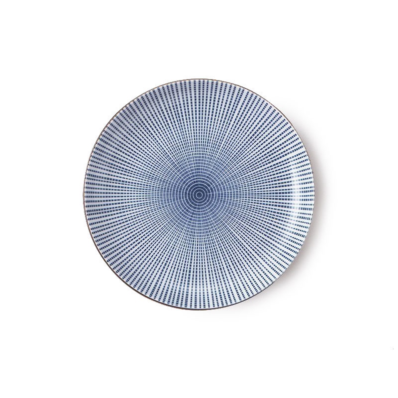 日本 昭和製陶 藍染千段十草 圓盤 25cm
