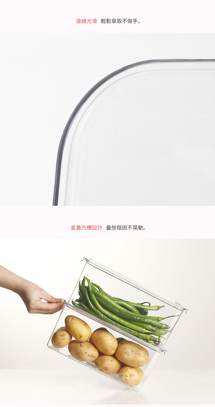 日本霜山 冰箱蔬果生鮮收納盒 (附蓋) 3入