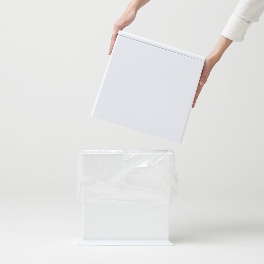 ideaco_方形廚房按壓式垃圾桶8.5L_白5 日本 ideaco 方形廚房按壓式垃圾桶 8.5L (3色)