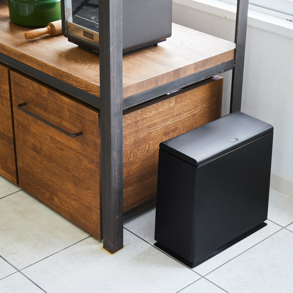 ideaco_方形廚房按壓式垃圾桶8.5L_黑2 日本 ideaco 方形廚房按壓式垃圾桶 8.5L (3色)