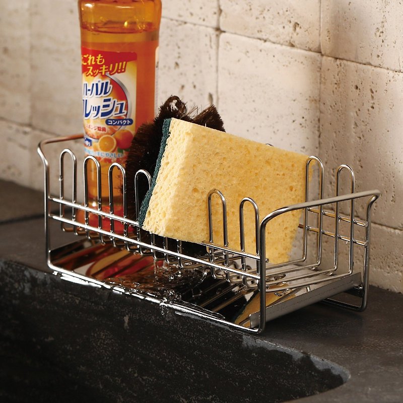 shimoyama_不鏽鋼水槽置物瀝水架02 日本霜山 304不鏽鋼水槽用海綿菜瓜布置物瀝水
