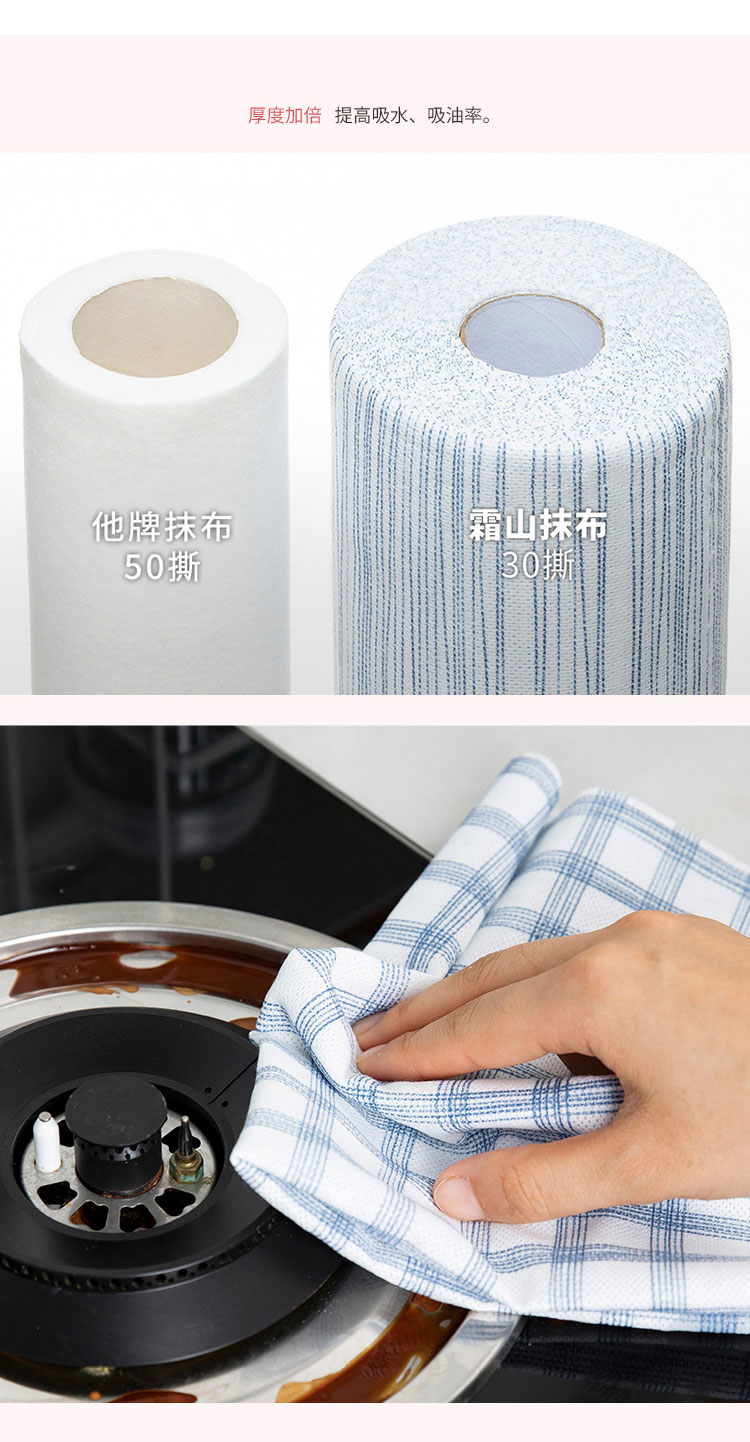 日本霜山 印花風吸油去汙拋棄式不織布抹布 3捲組