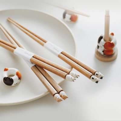 日本霜山 圓滾滾動物系列木筷 2雙組 (4款)