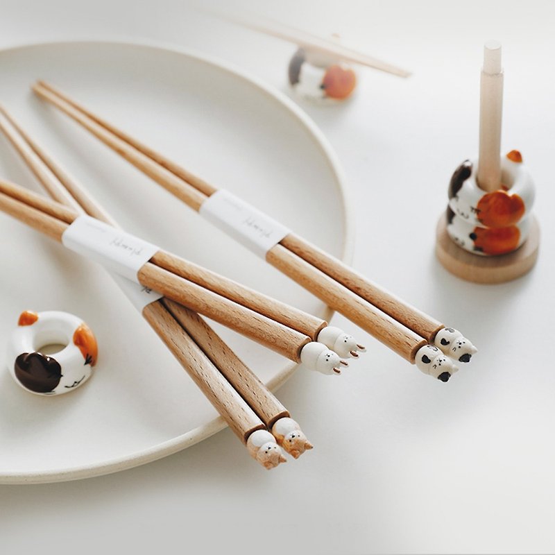 日本霜山 圓滾滾動物系列木筷 2雙組 (4款)
