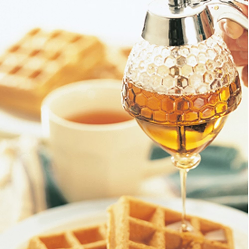 K206418_03 日本 SALUS 玻璃蜂巢造型蜂蜜罐 210ml