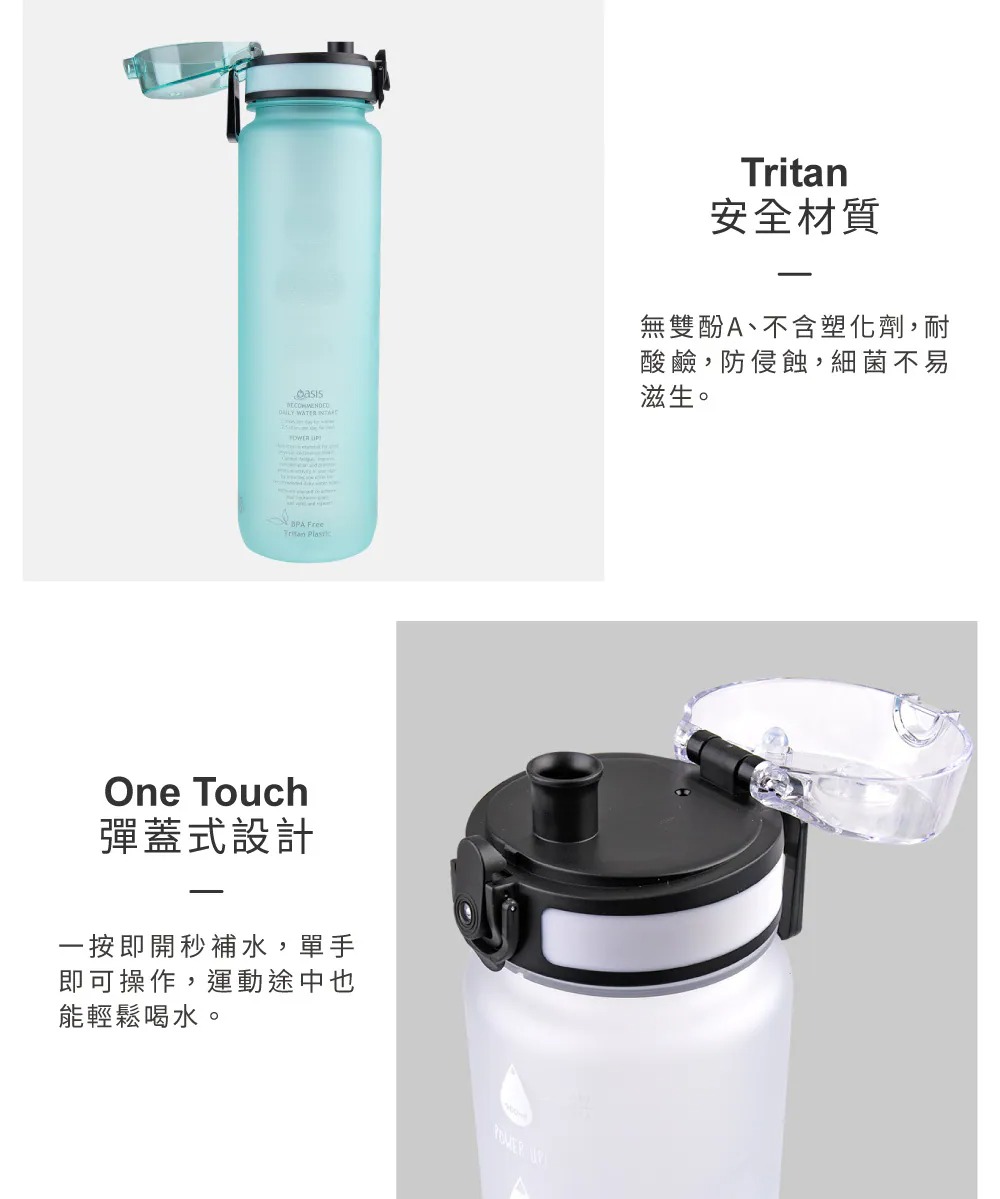 Oasis Tritan 彈蓋刻度運動水瓶 1000ml