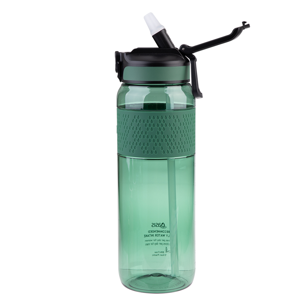 OSTS103_02 Oasis Tritan 彈蓋吸管運動水瓶 1000ml (森林綠)