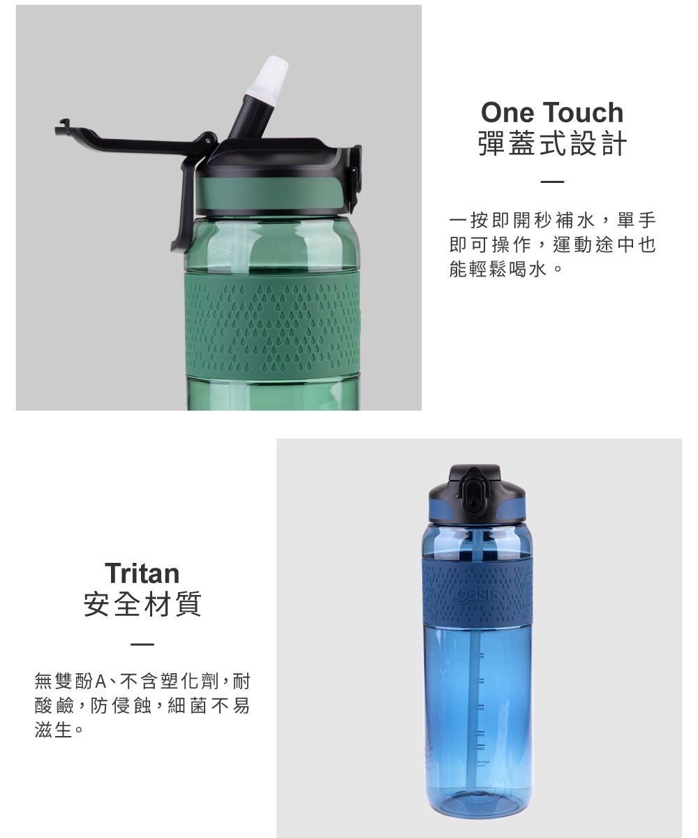 Oasis Tritan 彈蓋吸管運動水瓶 1000ml