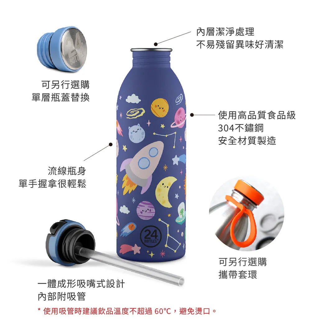 義大利 24Bottles 輕量吸嘴冷水瓶 500ml 探索系列