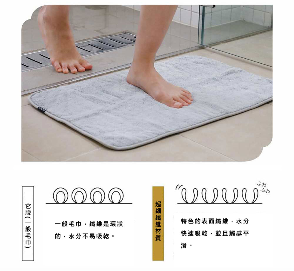 CB Japan carari系列 超細纖維浴室腳踏墊