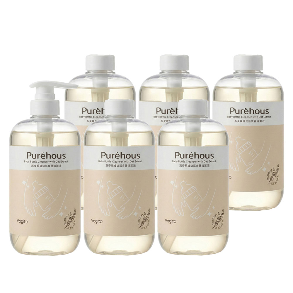 Purehous_Cleanserx6_AD Vogito 好日照 Puréhous 燕麥親膚奶瓶食器清潔液6入組