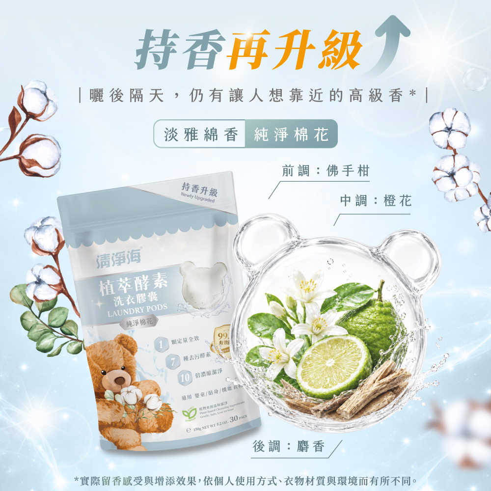 清淨海 純淨系列植萃酵素洗衣膠囊 2.0 純淨棉花