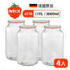 德國 WECK 776 玻璃密封罐 Cylindrical Shape 3000ml 單箱4入