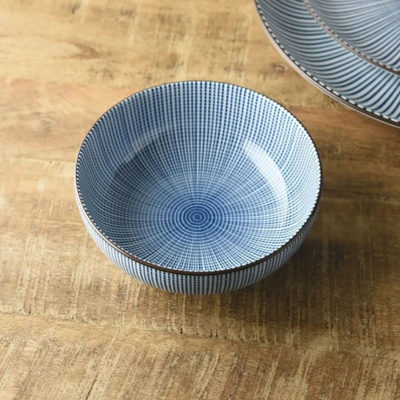 日本 昭和製陶 藍染千段十草 湯碗 15.4cm