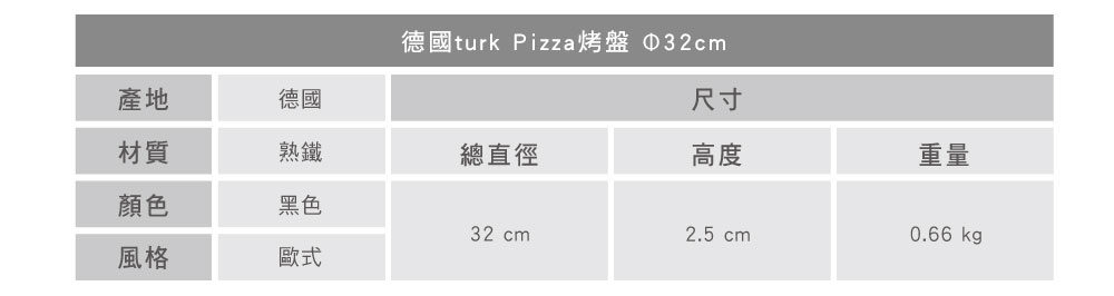 turk 專業用Pizza烤盤 32cm